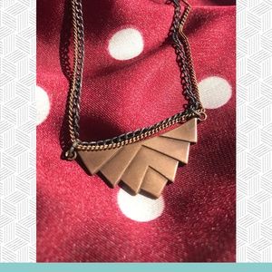 Art Deco Geometric Brass Pendant Necklace